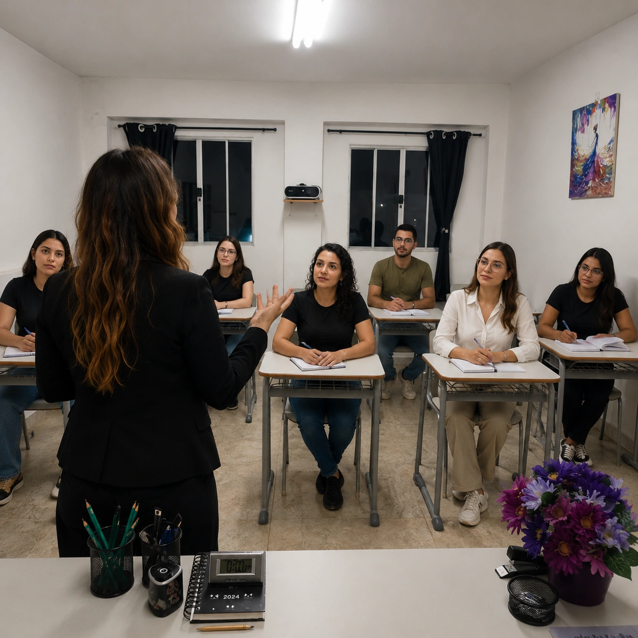 Kamila ministrando treinamento